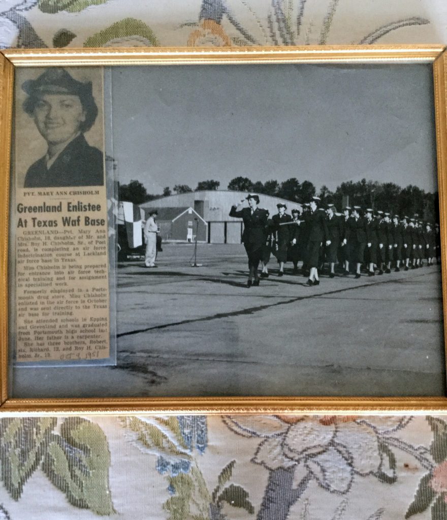 Chisholm and other female Airmen marching in formation