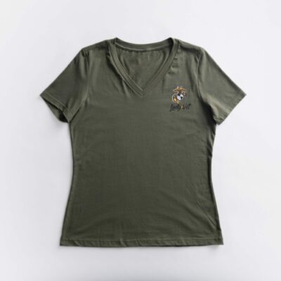 USMC Lady Vet V-Neck Tee, Drab Olive