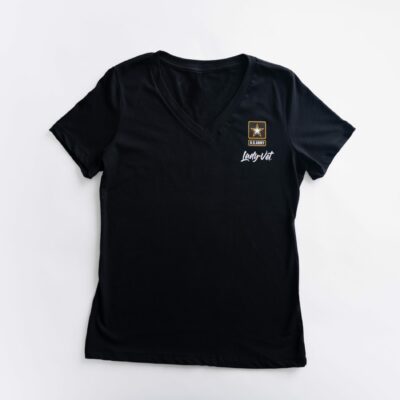 US Army Lady Vet V-Neck Tee in Black